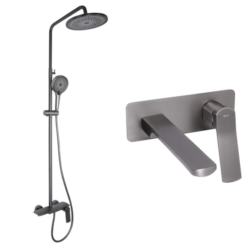 Набор 2 в 1 Qtap Slavonice QTSLA273GMB45920 Gunmetal Black PVD + Qtap Slavonice QTSLA111GMB45905 Gunmetal Black PVD