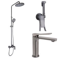 Набір 3 в 1 Qtap Slavonice QTSLA270GMB45924 Gunmetal Black PVD + Qtap Slavonice QTSLA110GMB45913 Gunmetal Black PVD + Qtap Slavonice QTSLA262GMB45916 Gunmetal Black PVD