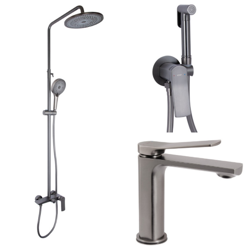 Набір 3 в 1 Qtap Slavonice QTSLA270GMB45924 Gunmetal Black PVD + Qtap Slavonice QTSLA110GMB45913 Gunmetal Black PVD + Qtap Slavonice QTSLA262GMB45916 Gunmetal Black PVD