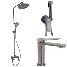 Набір 3 в 1 Qtap Slavonice QTSLA270GMB45924 Gunmetal Black PVD + Qtap Slavonice QTSLA111GMB45910 Gunmetal Black PVD + Qtap Slavonice QTSLA262GMB45916 Gunmetal Black PVD