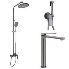 Набор 3 в 1 Qtap Slavonice QTSLA269GMB45925 Gunmetal Black PVD + Qtap Slavonice QTSLA110GMB45913 Gunmetal Black PVD + Qtap Slavonice QTSLA262GMB45916 Gunmetal Black PVD