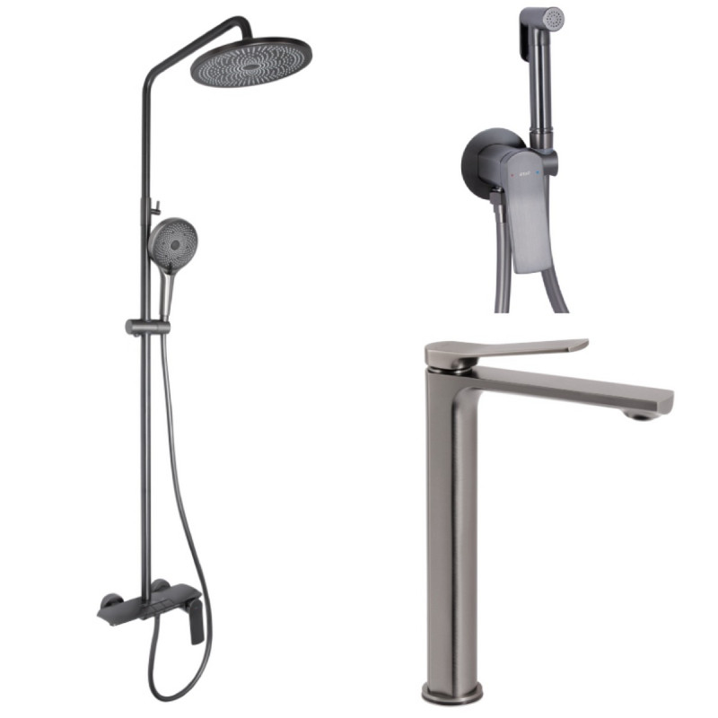 Набор 3 в 1 Qtap Slavonice QTSLA269GMB45925 Gunmetal Black PVD + Qtap Slavonice QTSLA111GMB45905 Gunmetal Black PVD + Qtap Slavonice QTSLA262GMB45916 Gunmetal Black PVD