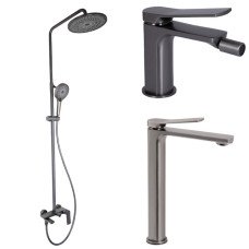 Набор 3 в 1 Qtap Slavonice QTSLA269GMB45925 Gunmetal Black PVD + Qtap Slavonice QTSLA111GMB45910 Gunmetal Black PVD + Qtap Slavonice QTSLA255GMB45923 Gunmetal Black PVD