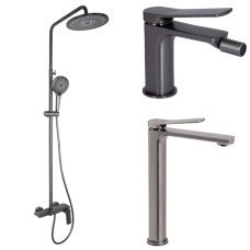 Набор 3 в 1 Qtap Slavonice QTSLA269GMB45925 Gunmetal Black PVD + Qtap Slavonice QTSLA111GMB45905 Gunmetal Black PVD + Qtap Slavonice QTSLA255GMB45923 Gunmetal Black PVD