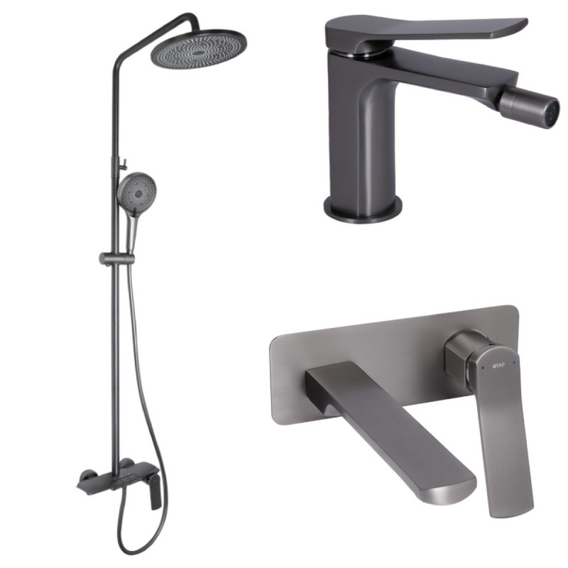 Набор 3 в 1 Qtap Slavonice QTSLA273GMB45920 Gunmetal Black PVD + Qtap Slavonice QTSLA111GMB45905 Gunmetal Black PVD + Qtap Slavonice QTSLA255GMB45923 Gunmetal Black PVD