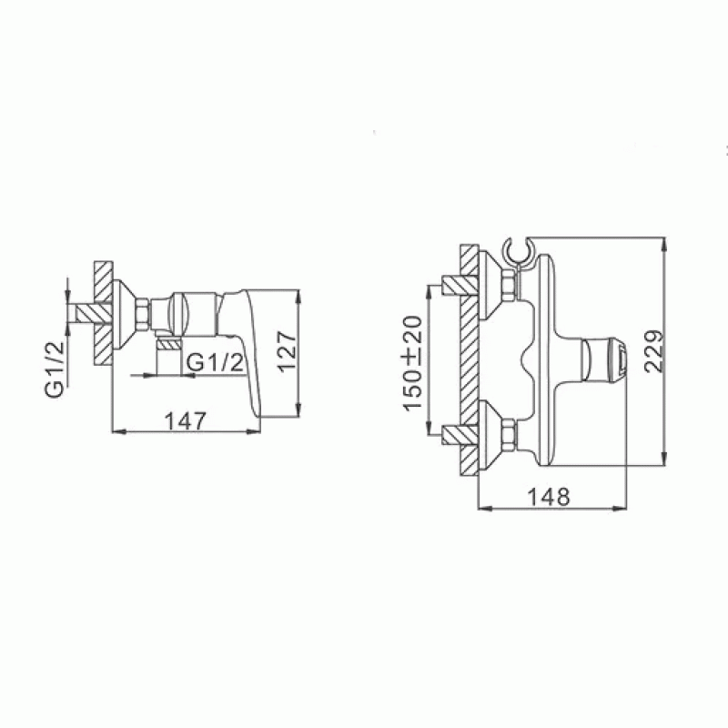 Смеситель для душ с гигиенической лейкой Frap F2049-6, черный/хром