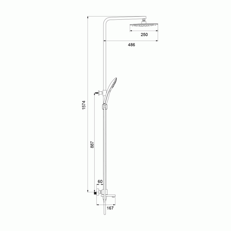 Душевая система GAPPO G2417-60 термостат, излив - переключатель на лейку, черный