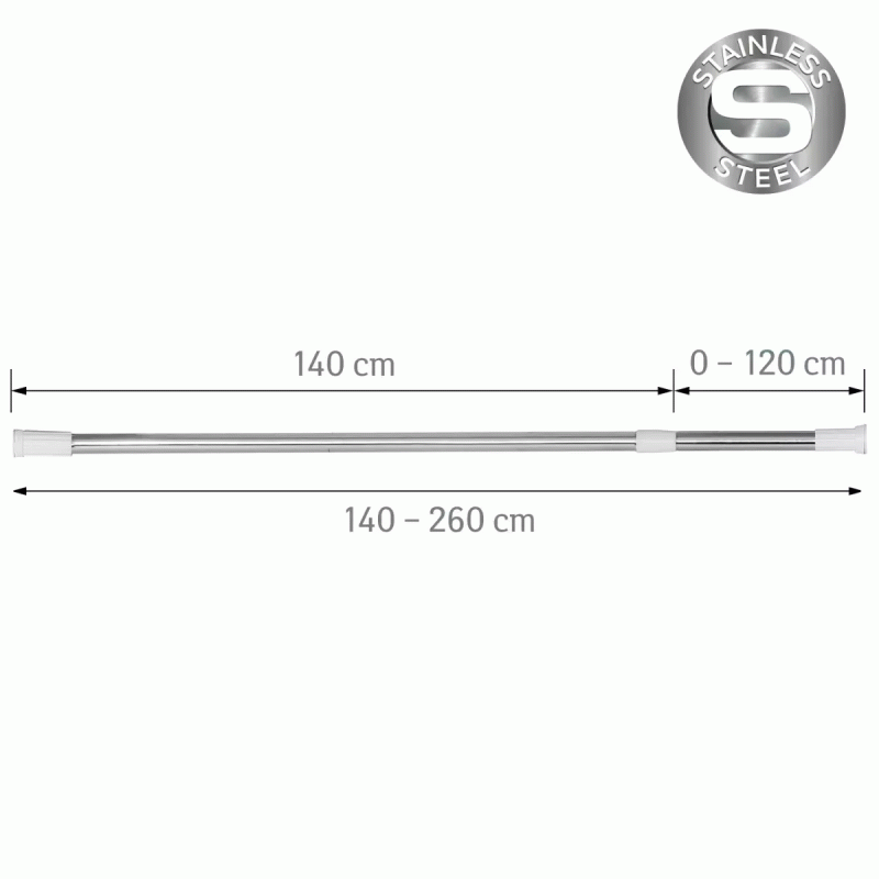 Штанга телескопическая Frap F8903, нержавеющая сталь, 140-260 см