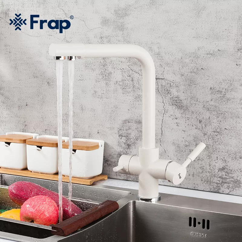 Смеситель для кухни Frap F4352-24 на две воды, белый.