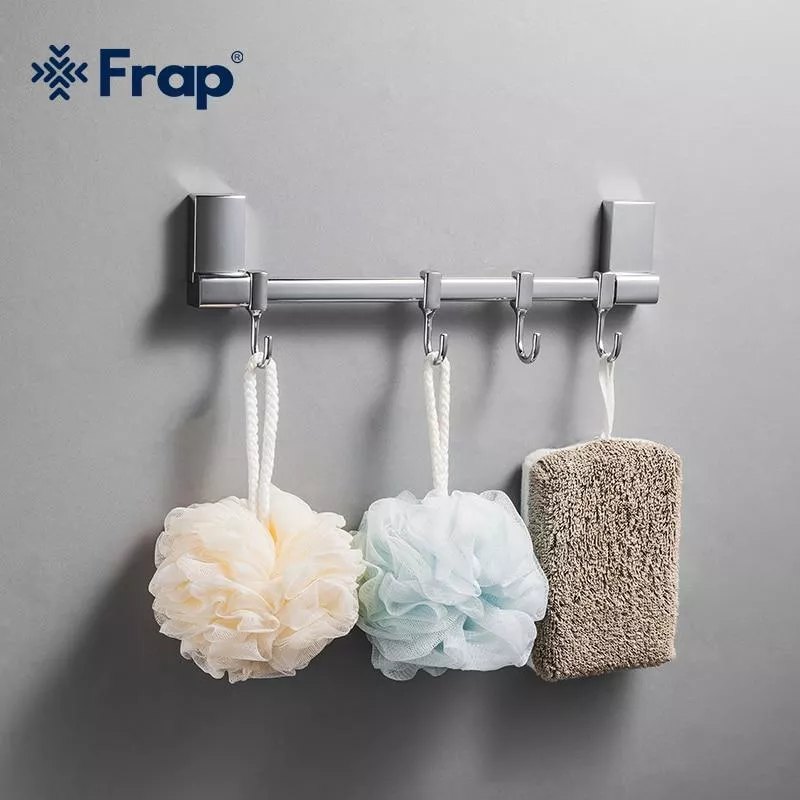 Вешалка Frap F1815-4 на 4 подвижных крючка 284 мм с 2-мя накладками, белый/хром