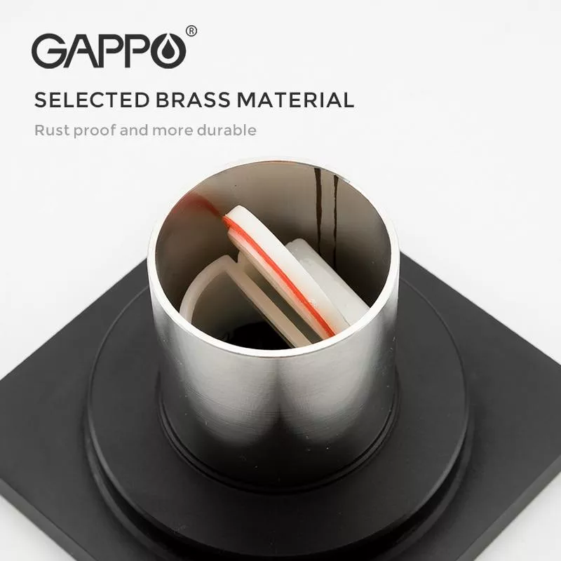 Трап вертикальный GAPPO G81050-6, латунь, 100х100 мм, черный