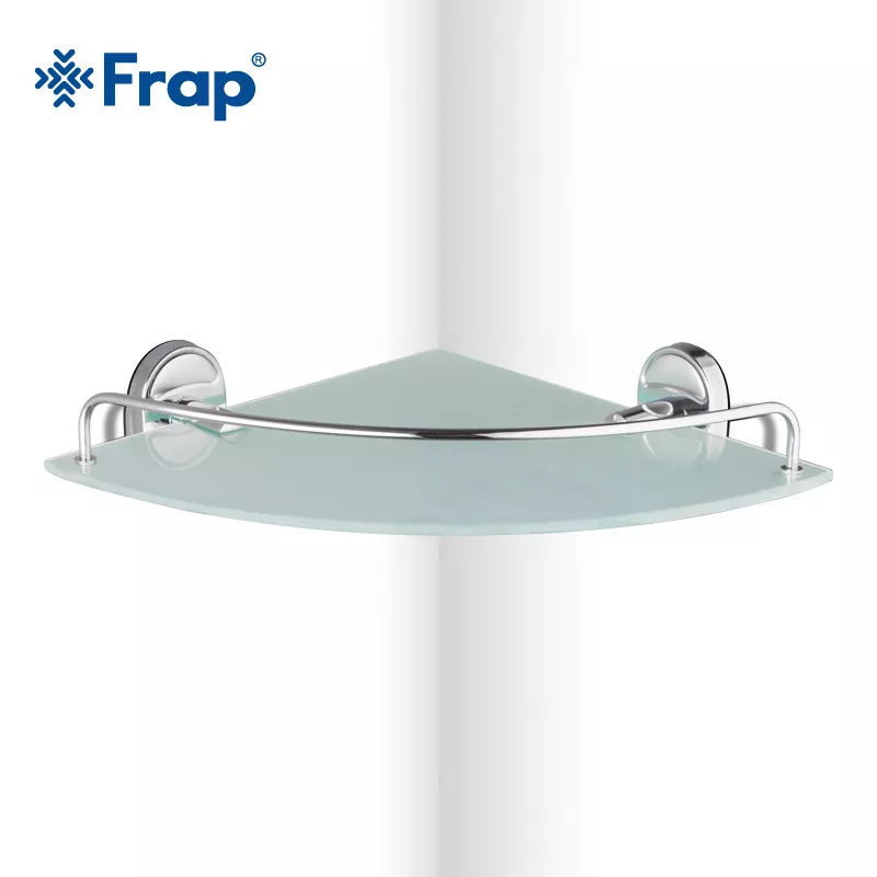 Полка стеклянная угловая Frap F1921-1, 270x270 мм, хром