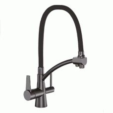 Смеситель для кухни на две воды GAPPO G4398-19 с гибким изливом, оружейная сталь.