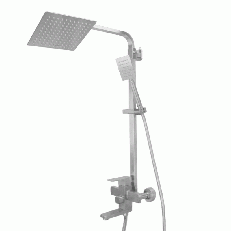 Душевая система WEZER PRO16-02, поворотный излив - переключатель на лейку/душ, нержавеющая сталь