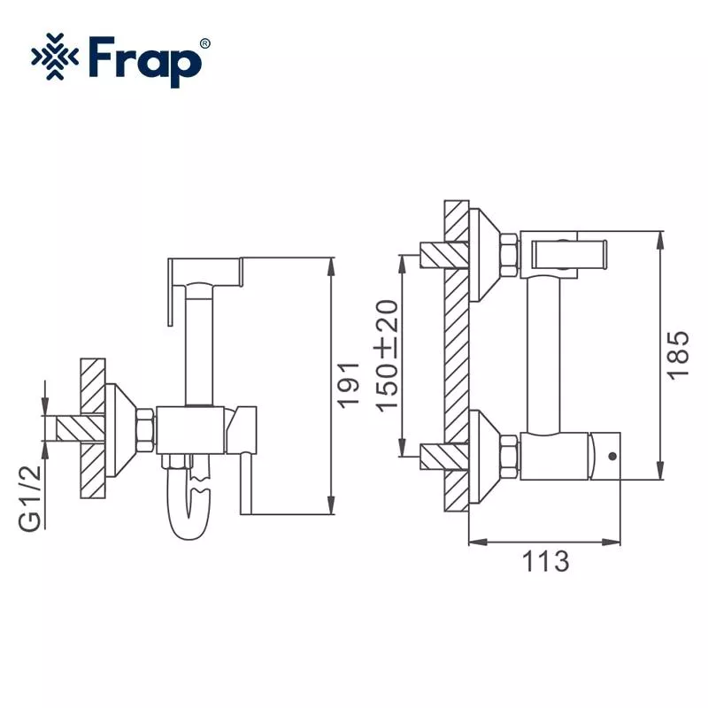 Гигиенический душ Frap F7503-6, черный
