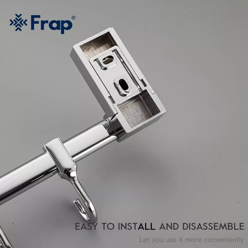 Вешалка Frap F1815-4 на 4 подвижных крючка 284 мм с 2-мя накладками, белый/хром