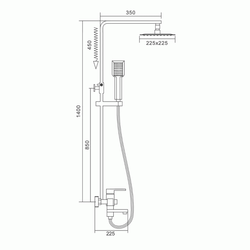 Душевая система Frap F2420, поворотный излив, лейка 1 режим, хром
