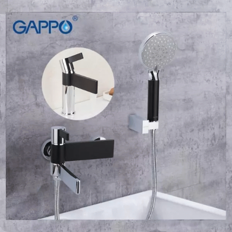 Смеситель для ванны GAPPO G3281, черный хром.