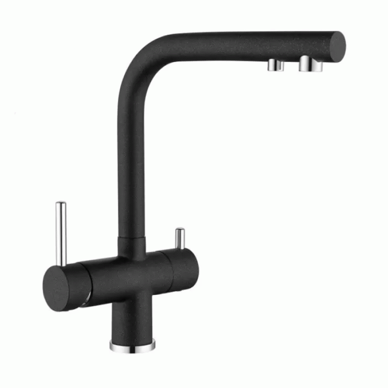 Смеситель для кухни на две воды GAPPO G43752-7 под фильтр, черный/хром