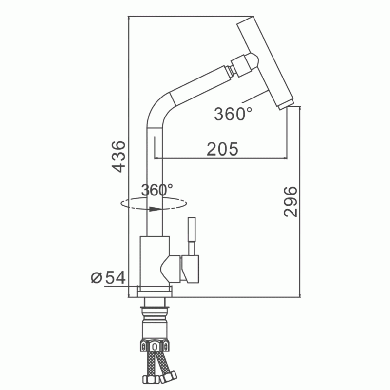 Смеситель для кухни Frap F44899 с поворотным изливом, сатин
