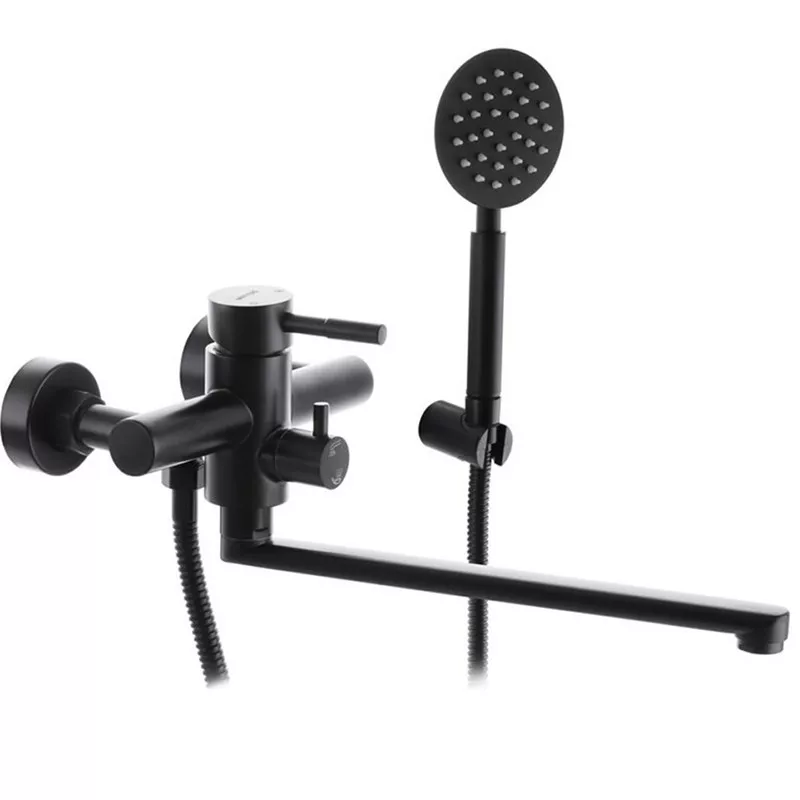 Смеситель для ванны WEZER EKO7A-01-BLACK, нержавеющая сталь, черный