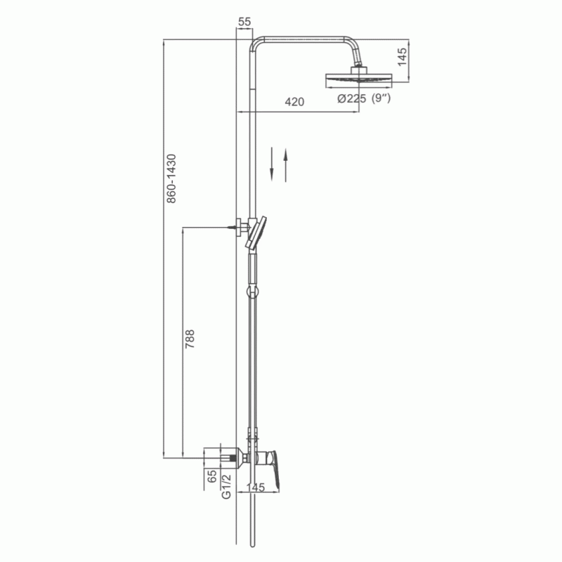 Душевая система Frap F2449-20, переключатель на лейку, 3 режима, белый/хром