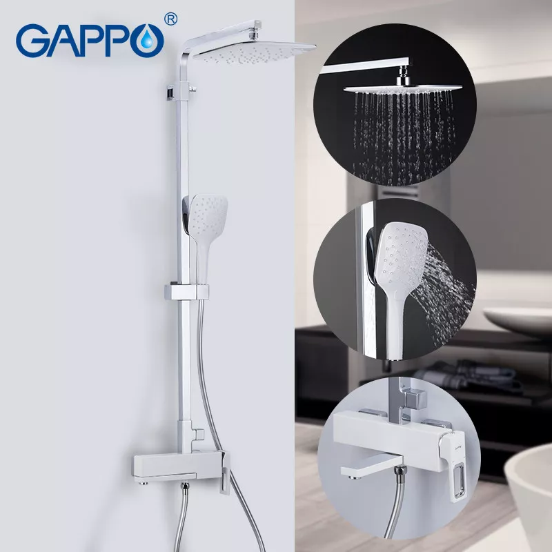Душевая система GAPPO G2417-8, излив - переключатель на лейку, белый/хром