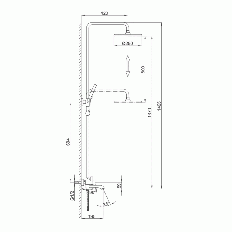 Душевая система Frap F2475, излив, лейка 3-функции