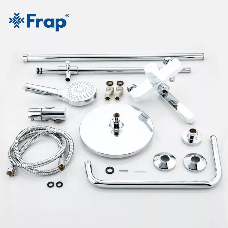 Душевая система Frap F2441 с поворотным изливом, белый/хром