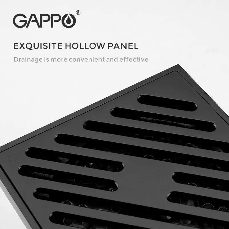 Трап вертикальный GAPPO G81050-6, латунь, 100х100 мм, черный