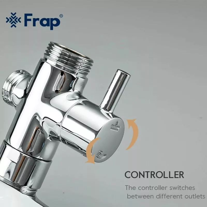 Душевая система Frap F2449-20, переключатель на лейку, 3 режима, белый/хром