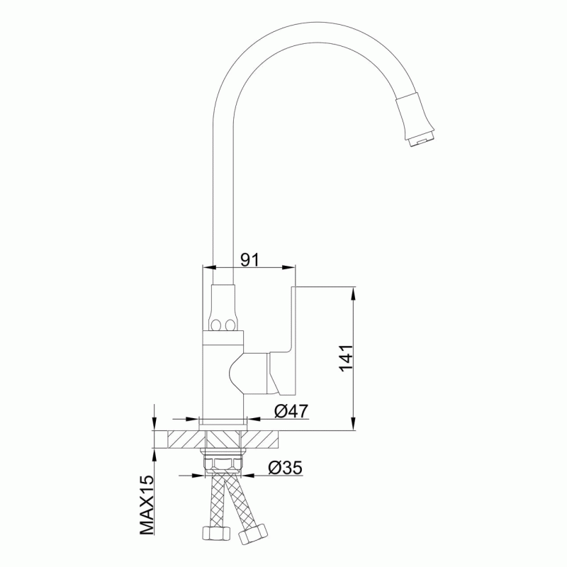 Смеситель для кухни Frap F4041 с гибким изливом, белый/хром