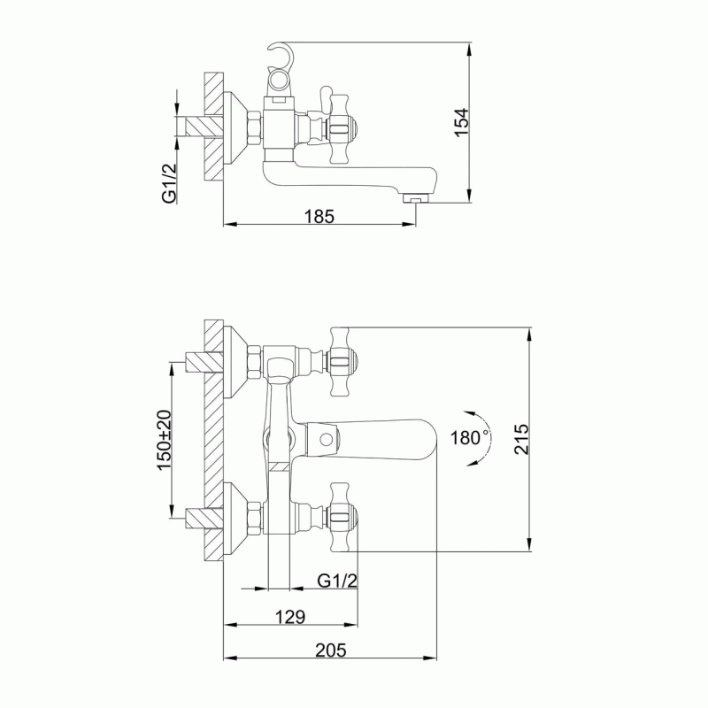 Змішувач для ванни Frap F3024, хром