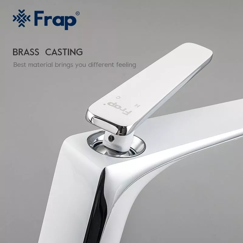 Смеситель для умывальника Frap F1058-2 высокий, белый/хром