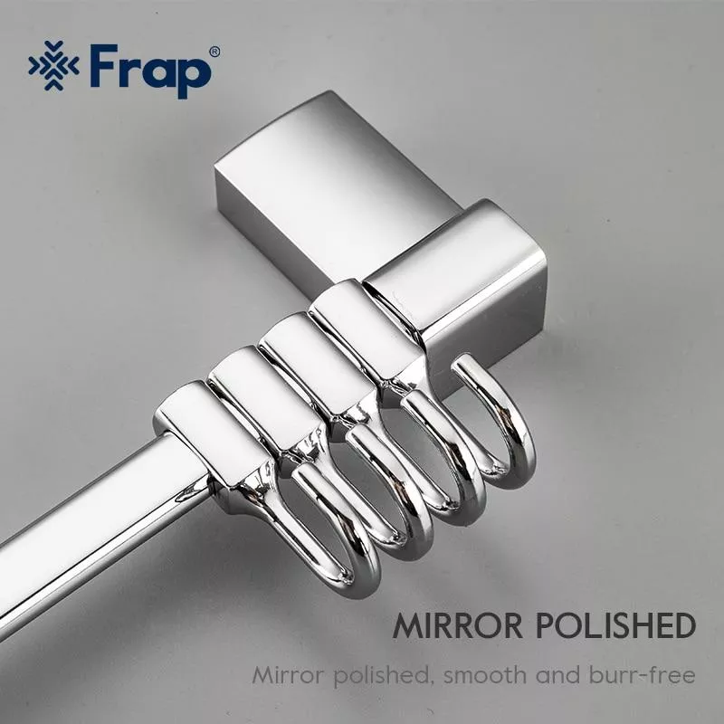 Вешалка Frap F1815-4 на 4 подвижных крючка 284 мм с 2-мя накладками, белый/хром