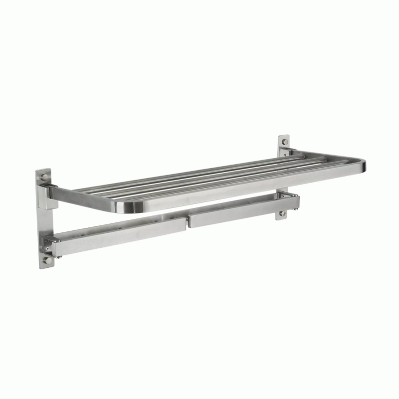 Поворотная полка для полотенец Frap F30424 с 6-ю крючками, нержавеющая сталь.