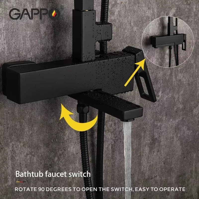 Душевая система GAPPO G2417-6, излив - переключатель на лейку, черный