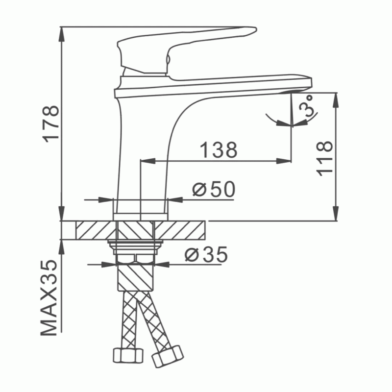Змішувач для умивальника Frap F1049-6, чорний/хром
