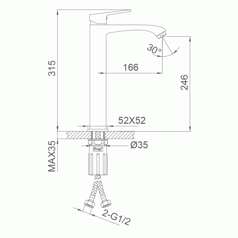 Змішувач високий для умивальника Frap F1076-29 Графіт
