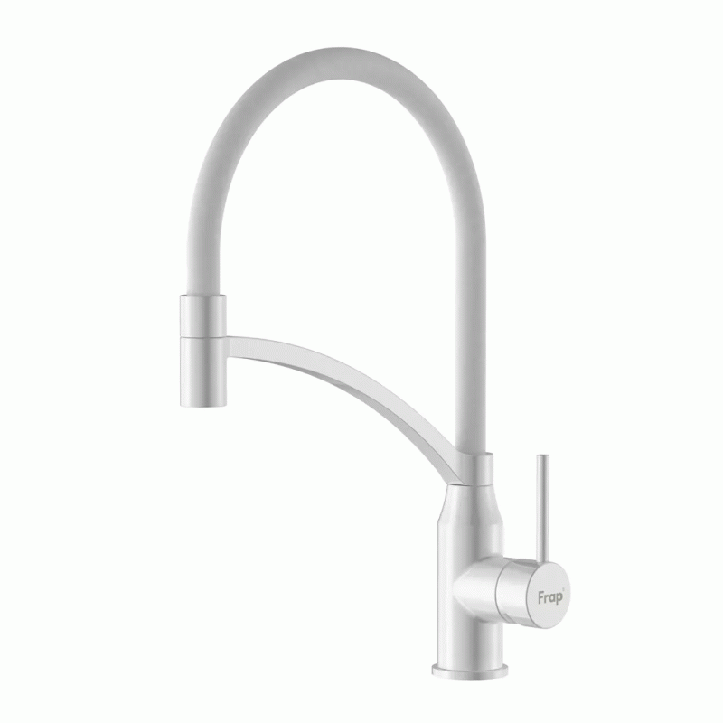 Смеситель для кухни Frap F4552-8 с гибким изливом, белый.