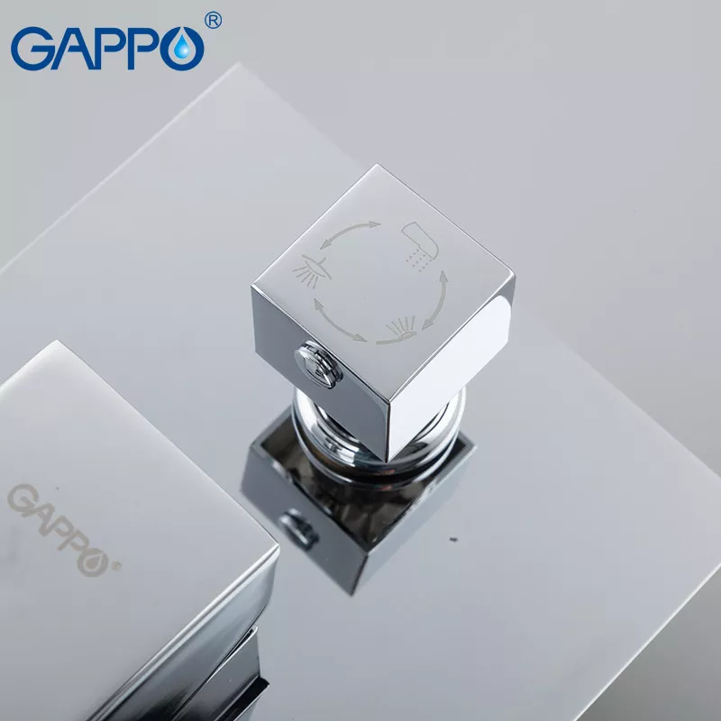 Встраиваемая душевая система GAPPO G7107-20, излив - переключатель на лейку, 3-функции, хром