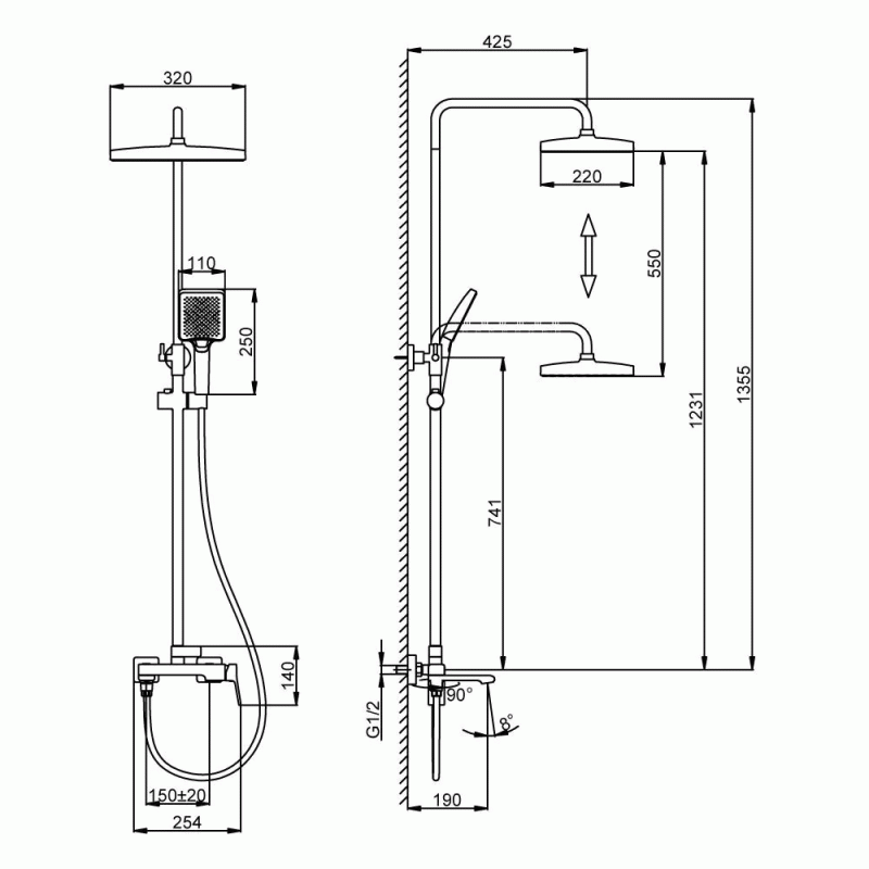 Душевая система FRAP F2484 хром