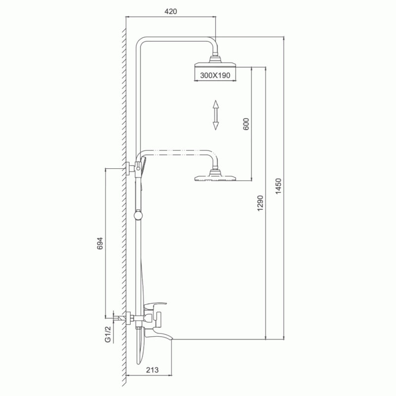 Душевая система Frap F2469, поворотный излив - переключатель на лейку, 3 режима