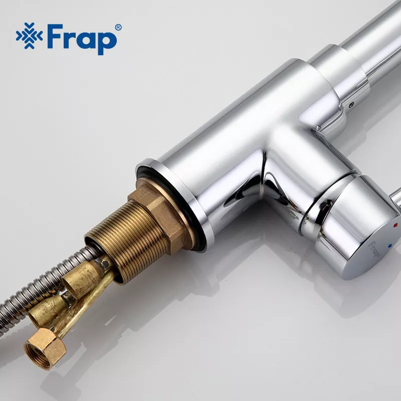 Смеситель для кухни Frap F6052 с выдвижным изливом, 2 режима, хром