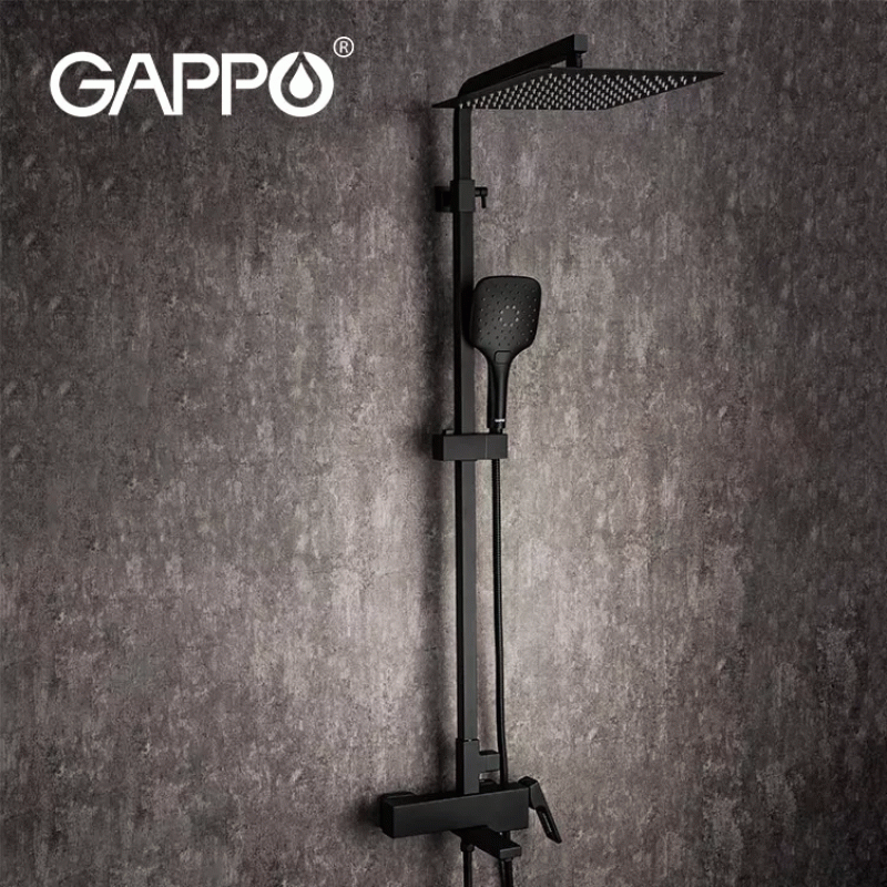 Душевая система GAPPO G2417-60 термостат, излив - переключатель на лейку, черный