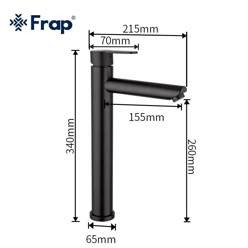 Смеситель для умывальника Frap F10801-62 высокий, черный