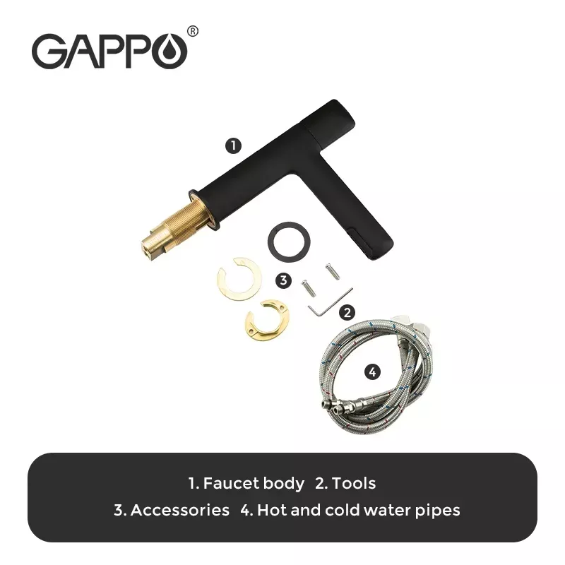 Смеситель для умывальника GAPPO G1052-86, черный