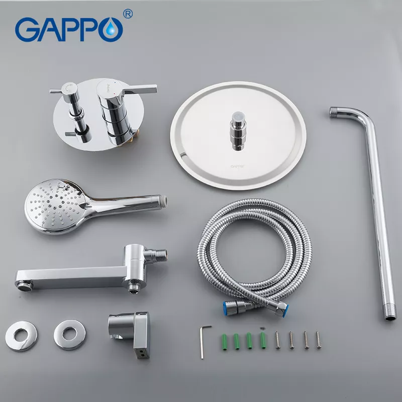 Встраиваемая душевая система GAPPO G7104, излив - переключатель на лейку, 3-функции, хром