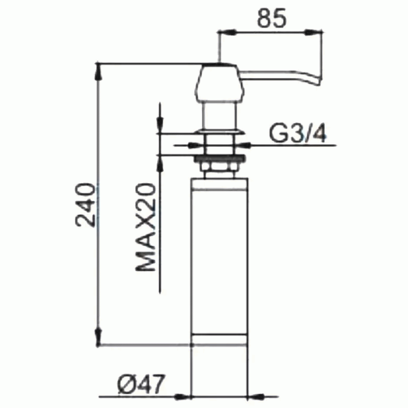 Дозатор для мыла Frap F405, встраиваемый в мойку, хром, 150 мл