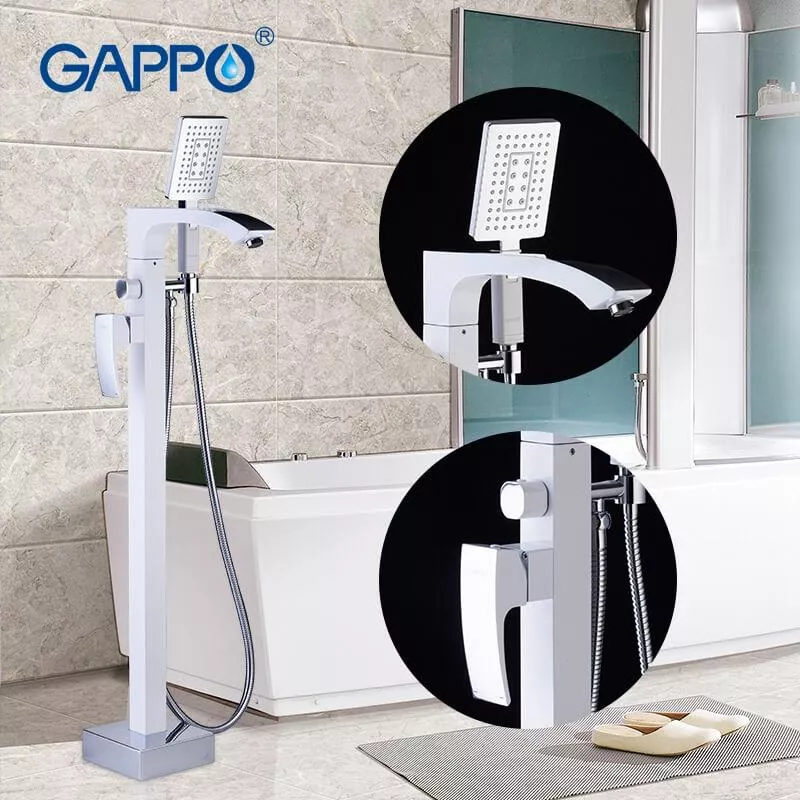 Смеситель для напольной ванны GAPPO G3007-8, белый/хром